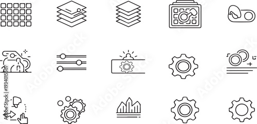 Modern abstract settings icons for customizable dashboard and business applications
