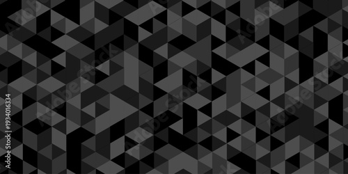 Minimal abstract paper low polygon paper cubic black, gray triangle design. vector transparent polygon reangle square pattern. geometric wall tile metal cube triangle background.