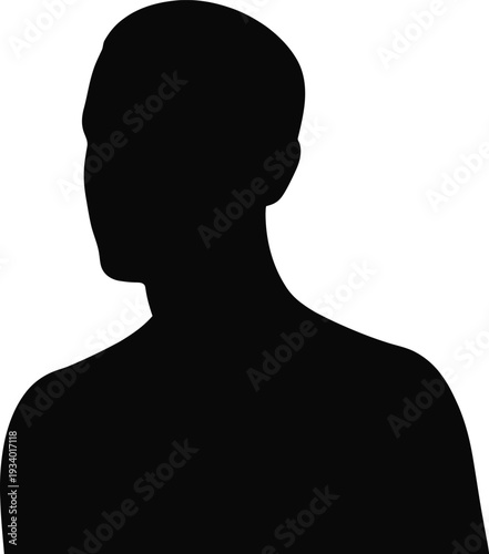 Black vector silhouette profiles of a man and a woman facing sideways