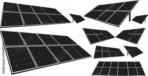 Solar Panels Broken and Intact on White Background Illustration