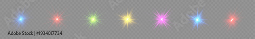 Golden radiant star with glitter shine. Transparent isolated graphic element. Warm lens flare sparkle for luxury themed designs.