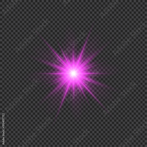 Magenta sparkle explosion with soft aura. High quality transparent backdrop. Fantasy lens flare shimmer for artistic digital layouts.