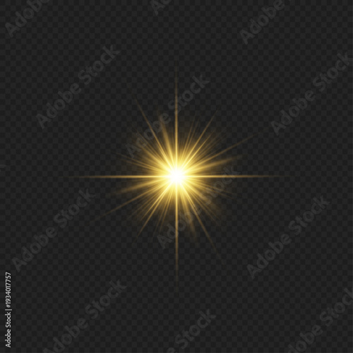 Colorful star flare with bright sparks. High resolution transparent PNG. Abstract glow effect for creative media graphics.
