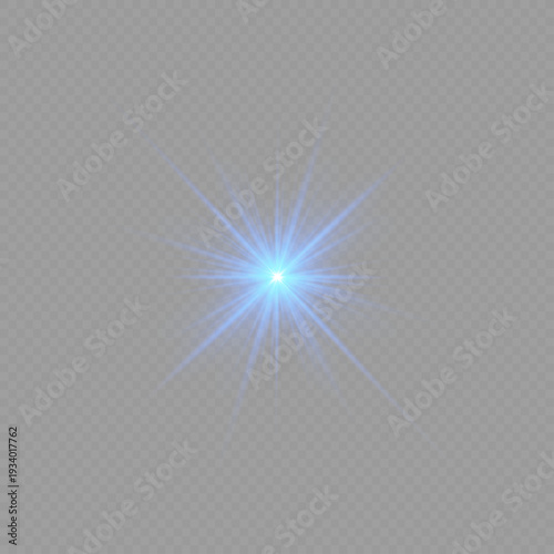 Bright turquoise flare with sparkling core. Clean transparent PNG file. Vibrant light explosion for digital art scenes.