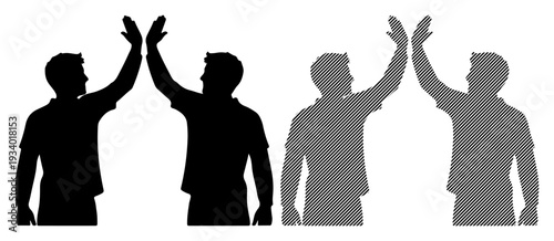 Two men giving each other a high five, symbolizing success and teamwork