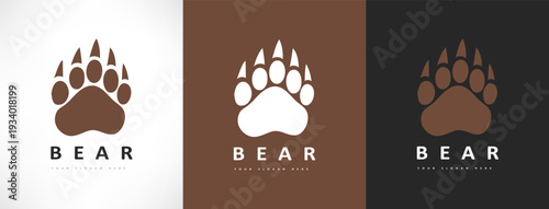 Bear paw logo vector. Animal illustration.