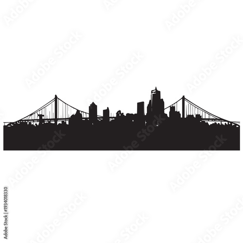 Golden Gate Bridge San Francisco – Black and White Vector Line Art Illustration