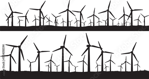 Wind Turbines Silhouette Renewable Energy Landscape