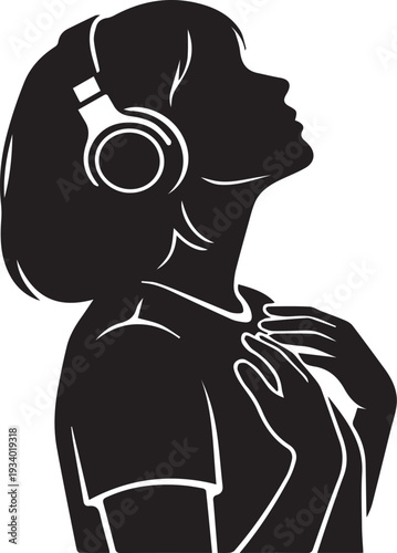 Minimalist Music Enthusiast Over Ear Headphones Silhouettes