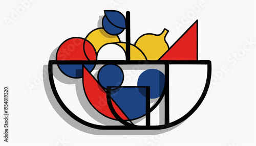 Vibrant still life with fruit in modern bowl