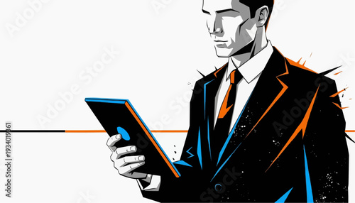 Businessman using tablet in modern style