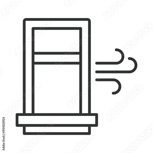 Window airing icon in line design. window air ventilation hygiene fresh home clean on white background vector. Window airing editable stroke icon