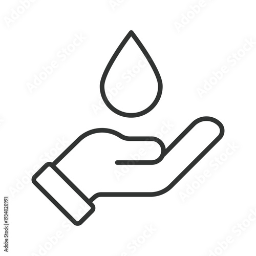 Hand washing icon in line design. hand water drop hygiene wash clean sanitation care on white background vector. Hand washing editable stroke icon