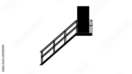 doors and stairs, black isolated silhouette