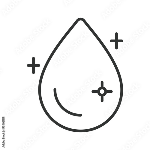 Clean water drop icon in line design. water drop hygiene purity clean sanitation fresh health on white background vector. Clean water editable stroke icon