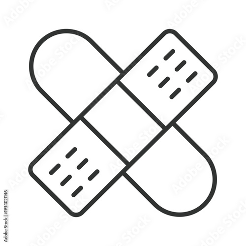 Adhesive bandage cross icon in line design. bandage plaster hygiene medical first aid wound care on white background vector. Adhesive bandage editable stroke icon