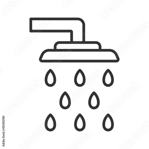 Shower icon in line design. shower water hygiene bathroom wash clean sanitation on white background vector. Shower editable stroke icon
