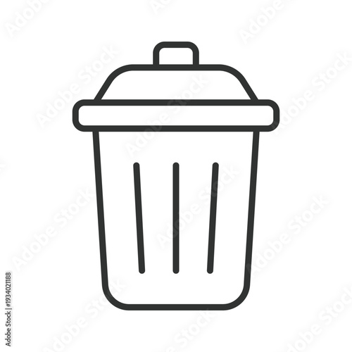 Trash can icon in line design. trash garbage hygiene waste sanitation disposal on white background vector. Trash can editable stroke icon