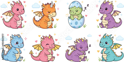 Set of funny cute cartoon animals including cat dog owl bird and bear in vector illustration collection for kids design