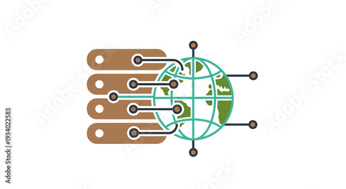 Global data server network connection vector icon isolated on White Background
