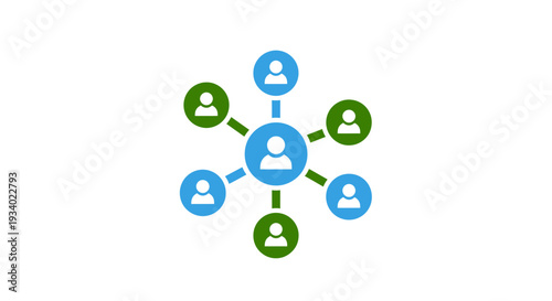 Blue and Green Network Connection People Icon Vector isolated on White Background