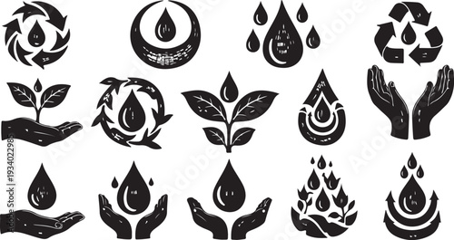 Eco friendly symbols and icons for conservation and sustainability