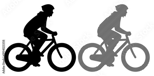 Cyclist in silhouette riding a mountain bike