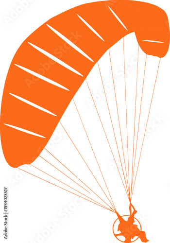 Create a Realistic katarzynatyl-paraglider vector art silhouette with white background..