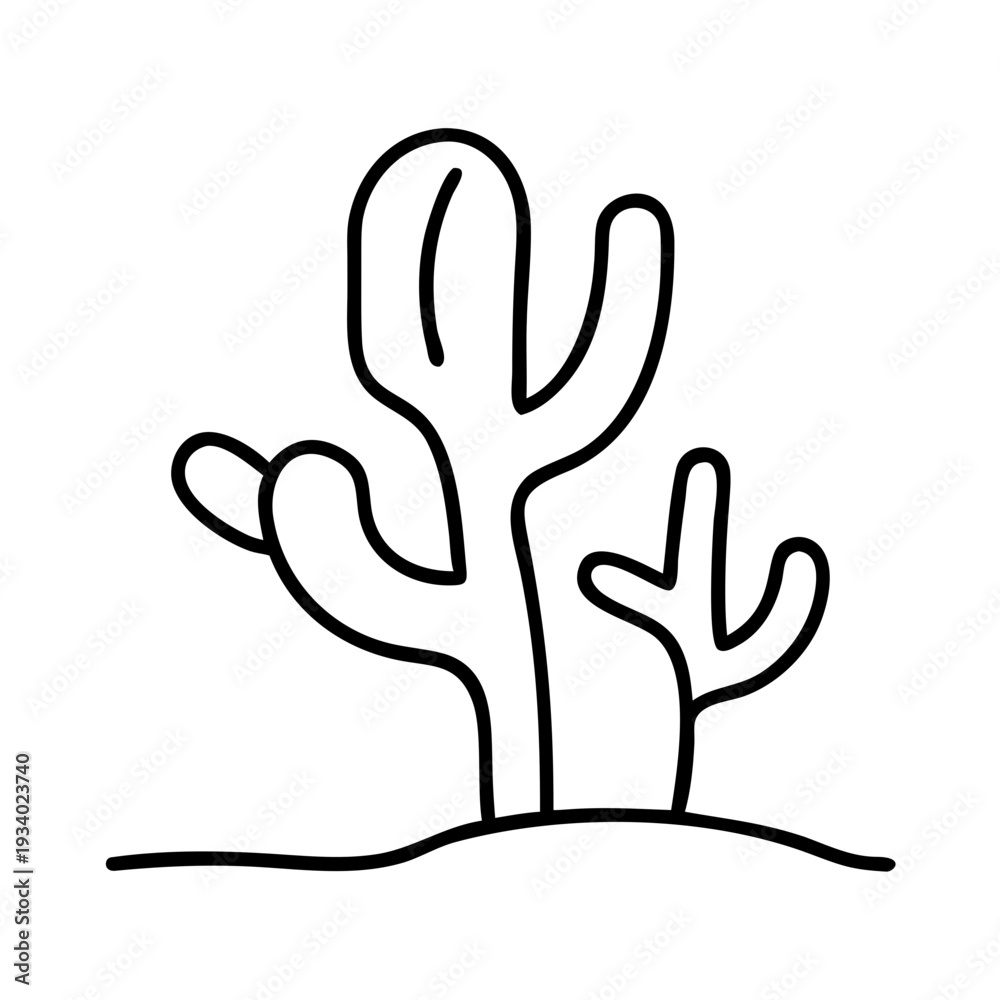 Obraz premium Cactus Outline Icon Modern Minimal Vector Graphic