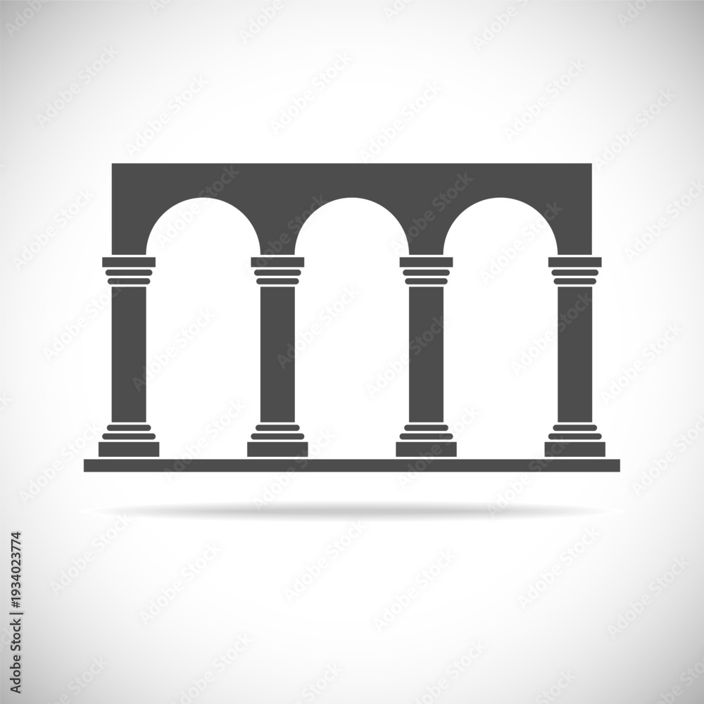Naklejka premium Colonnade abstract graphic icon. Architecture arches isolated sign on white background. Vector illustration