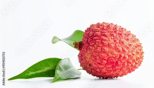 lychee with leaves on white