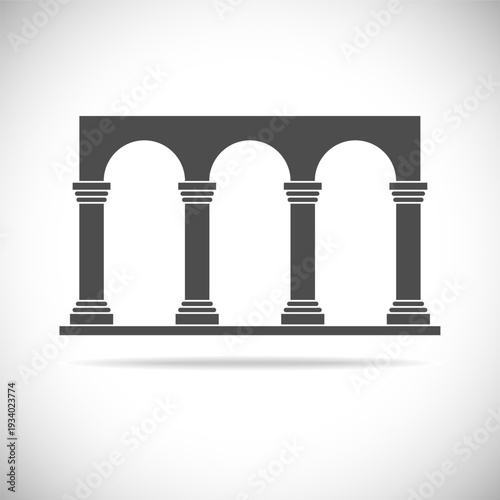 Colonnade abstract graphic icon. Architecture arches isolated sign on white background. Vector illustration