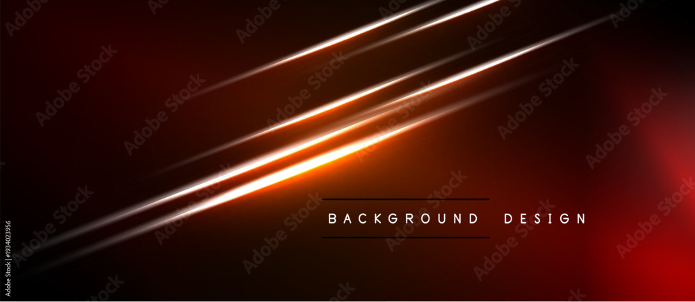 Obraz premium Dark background features bright orange lines. Minimalist design with gradient effect. Text reads background design. Modern aesthetic.