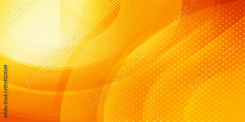 Abstract orange background vector design featuring a digital wave pattern with light yellow curves and halftone technology lines for a modern web banner template