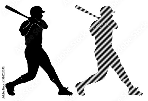 Silhouette of a baseball player swinging a bat, ready for action