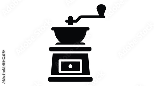 Manual Coffee Grinder hand crank coffee mill bean grinding machine kitchen brewing tool icon black silhouette design