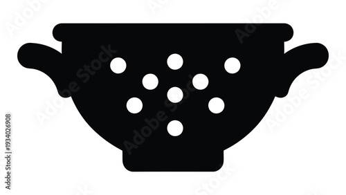 Quick Drain Colander kitchen strainer bowl pasta vegetable rinsing tool food draining utensil cookware icon black silhouette design