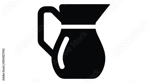 Water Pitcher Jug beverage container kitchen serving jug drinkware pouring appliance household utensil icon vector black silhouette design