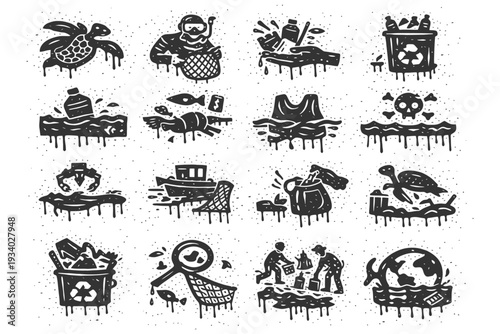 Environmental impact of ocean plastic pollution and waste management.