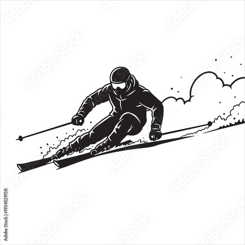 snowboarder jumping on a snowboard. Sports Silhouette Collection, Black and White Athlete Vector 