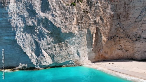 Aerial view of Navagio Beach or Shipwreck Beach. Zakynthos, Greece