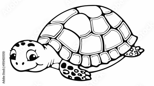 Smiling turtle with big eyes and cute expression