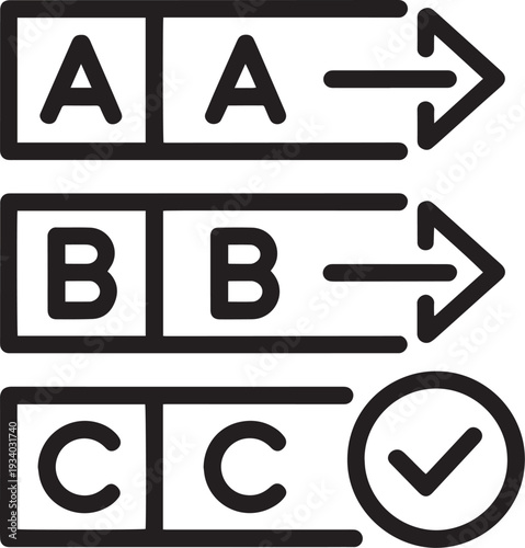 Hand drawn comparison symbols showing equality and correctness in vector format