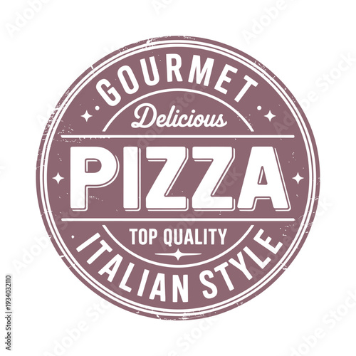Vintage style emblem showcasing gourmet delicious pizza with italian flair