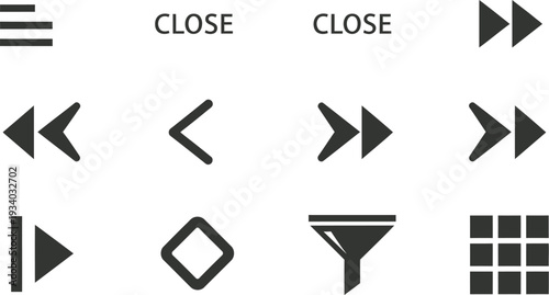 Collection of modern UI navigation icons for web and mobile apps