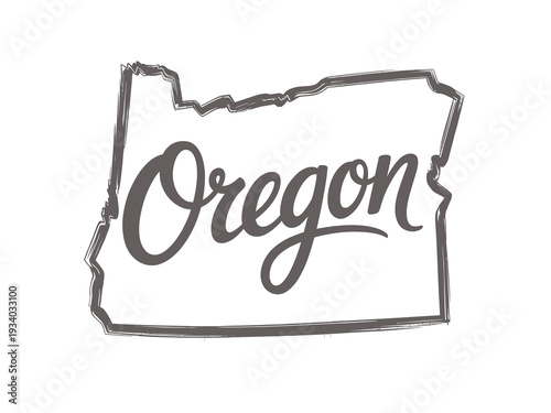 The state of oregon is depicted within a rough hand drawn border