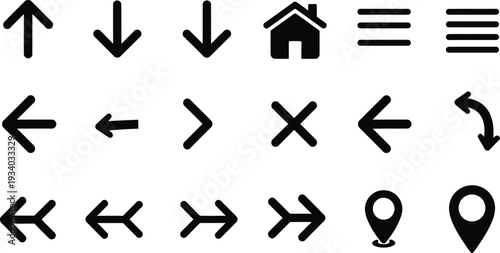Collection of modern navigation icons for web and app design