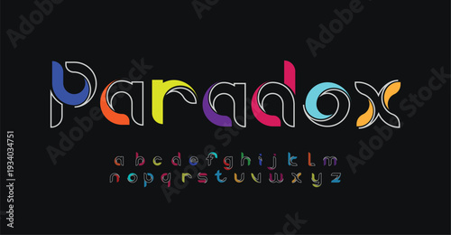 Abstract modern colored alphabet letters with triangle symbol, flat cartoon style vector lowercase alphabet for creative logo, awesome monogram and lettering. 
