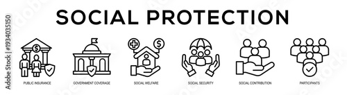 Social Protection web banner illustration concept