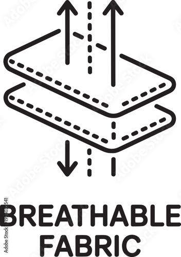 Illustration of two pieces of breathable fabric showing air circulation through material